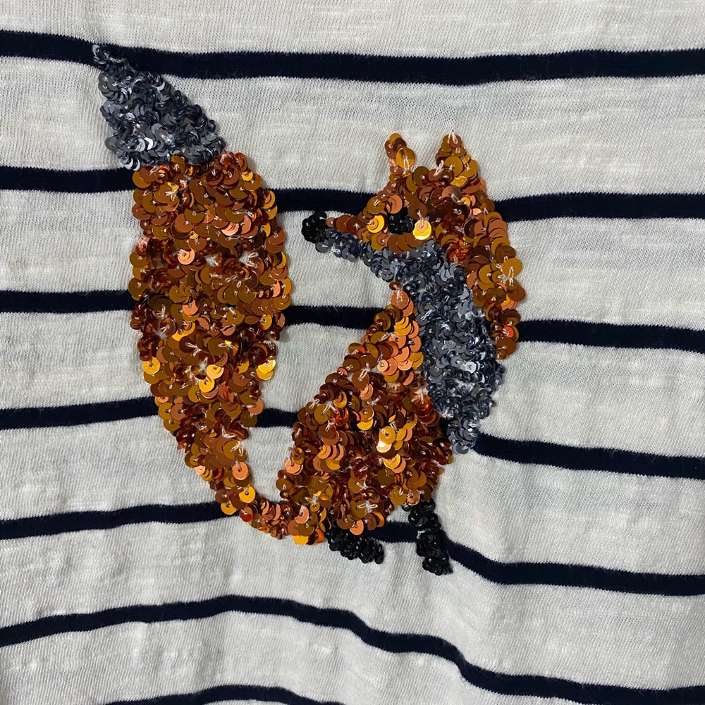 Talbots Women’s Striped Sequined Fox Top - Picture 5 of 5